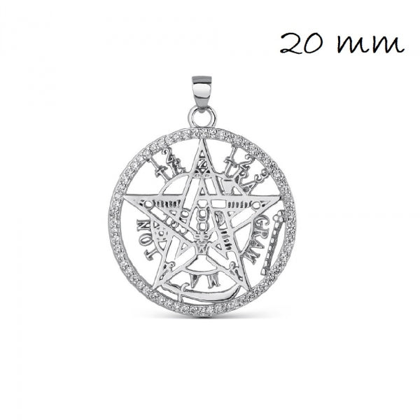 Colgante de plata rodiado Tetragrammatón con circonitas