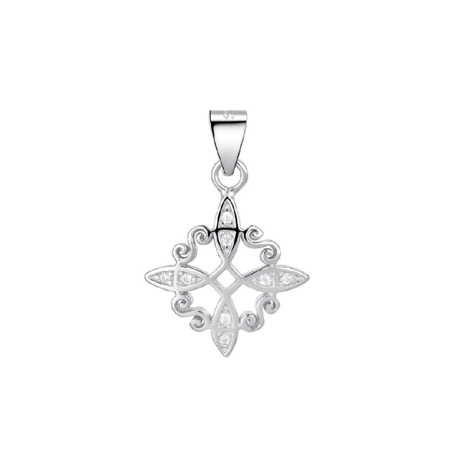 Colgante de plata nudo de bruja con circonitas de 20 mm