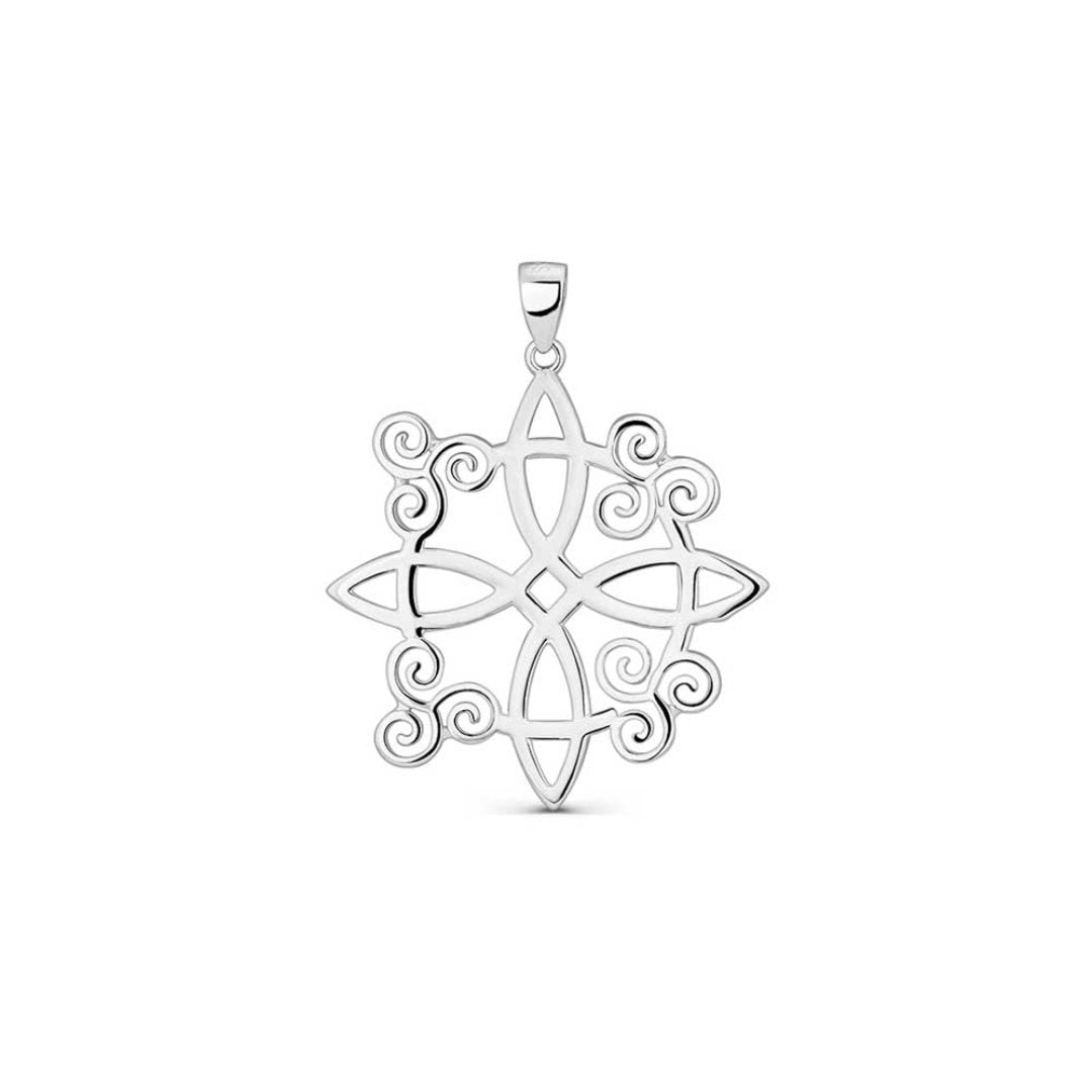 Colgante de plata rodiado nudo de bruja de 30 mm