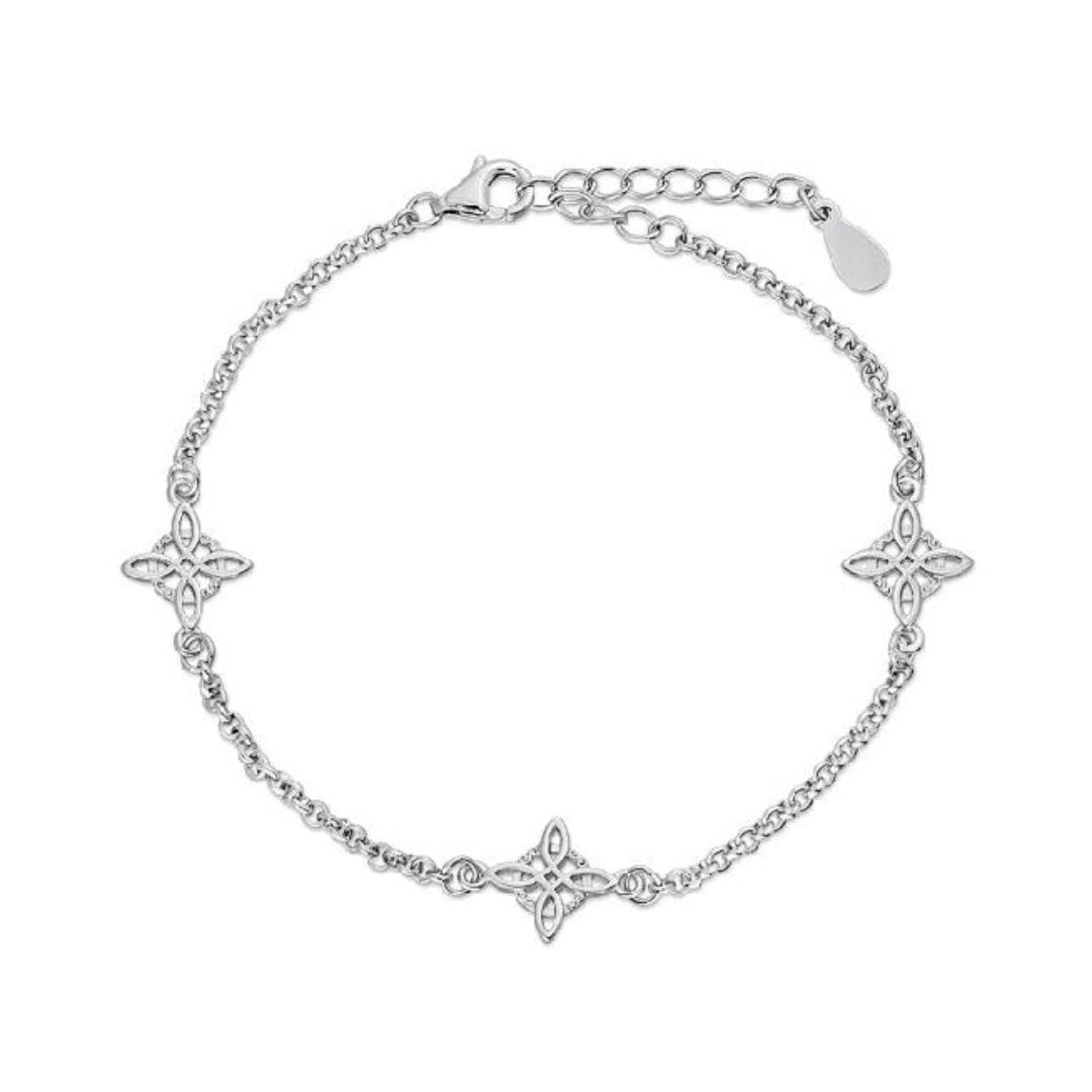 🔹 Pulsera de Plata Rodiada con Tres Nudos de Bruja