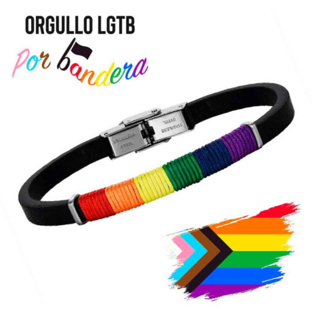 🔹 Pulsera en Acero Inoxidable - Diseño Arcoíris Orgullo LGTB