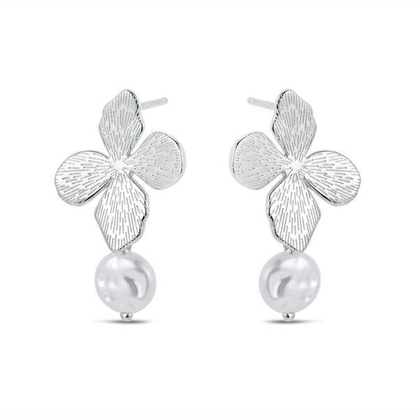 Pendientes Flor Con Perla