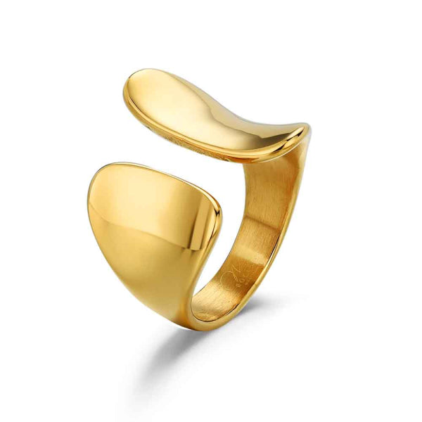 Anillo Abierto de Acero Dorado - Diseño Moderno y Versátil de la Colección Rocío Martín
