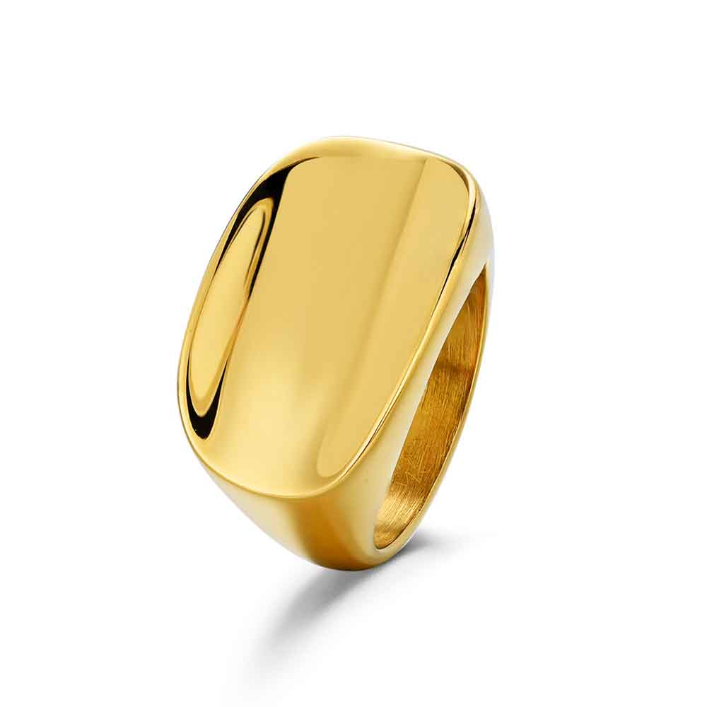 🔹 Anillo Tipo Sello Rectangular en Acero 316 Chapado en Oro 18K - Waterproof | ROCÍO MARTÍN