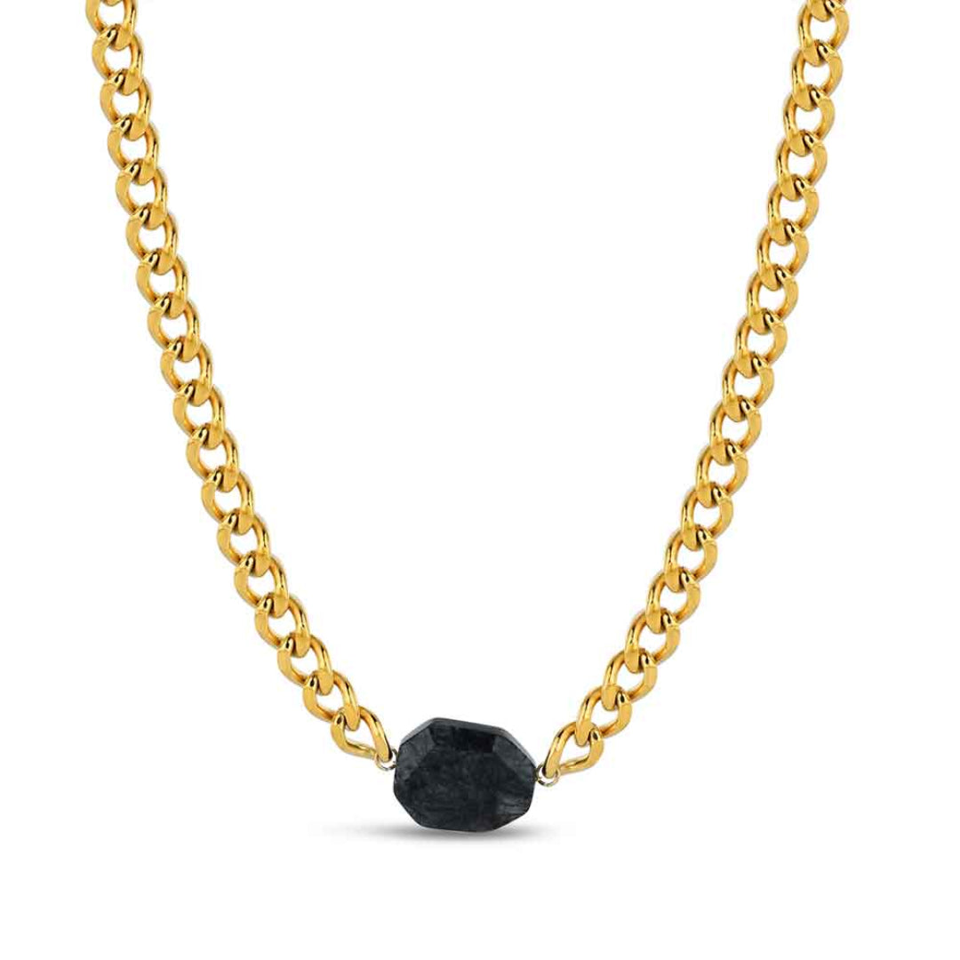 Collar de Acero con Labradorita – Piedra de Creatividad y Protección