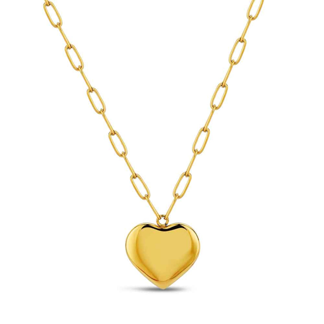 Collar con colgante de corazón dorado en acero 316 chapado en oro – Rocío Martín