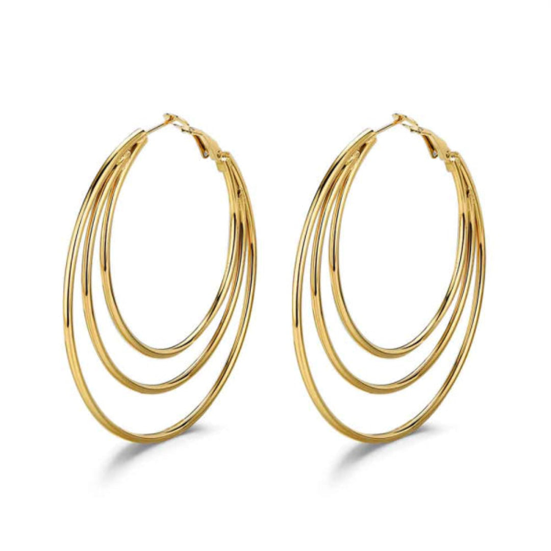 Pendientes de Aro Triple Chapado en Oro 18K – Acero 316 Waterproof | ROCÍO MARTÍN