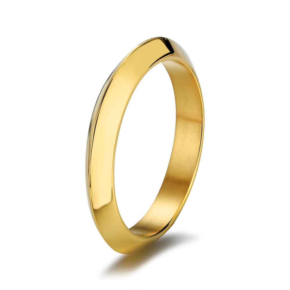Brazalete de Acero Chapado Oro 18K - Diseño Biselado Sofisticado y Waterproof