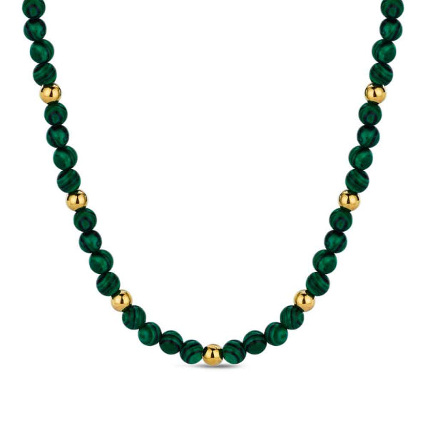 Collar de Acero Inoxidable 316 Chapado en Oro 18 kt con Malaquita Waterproof