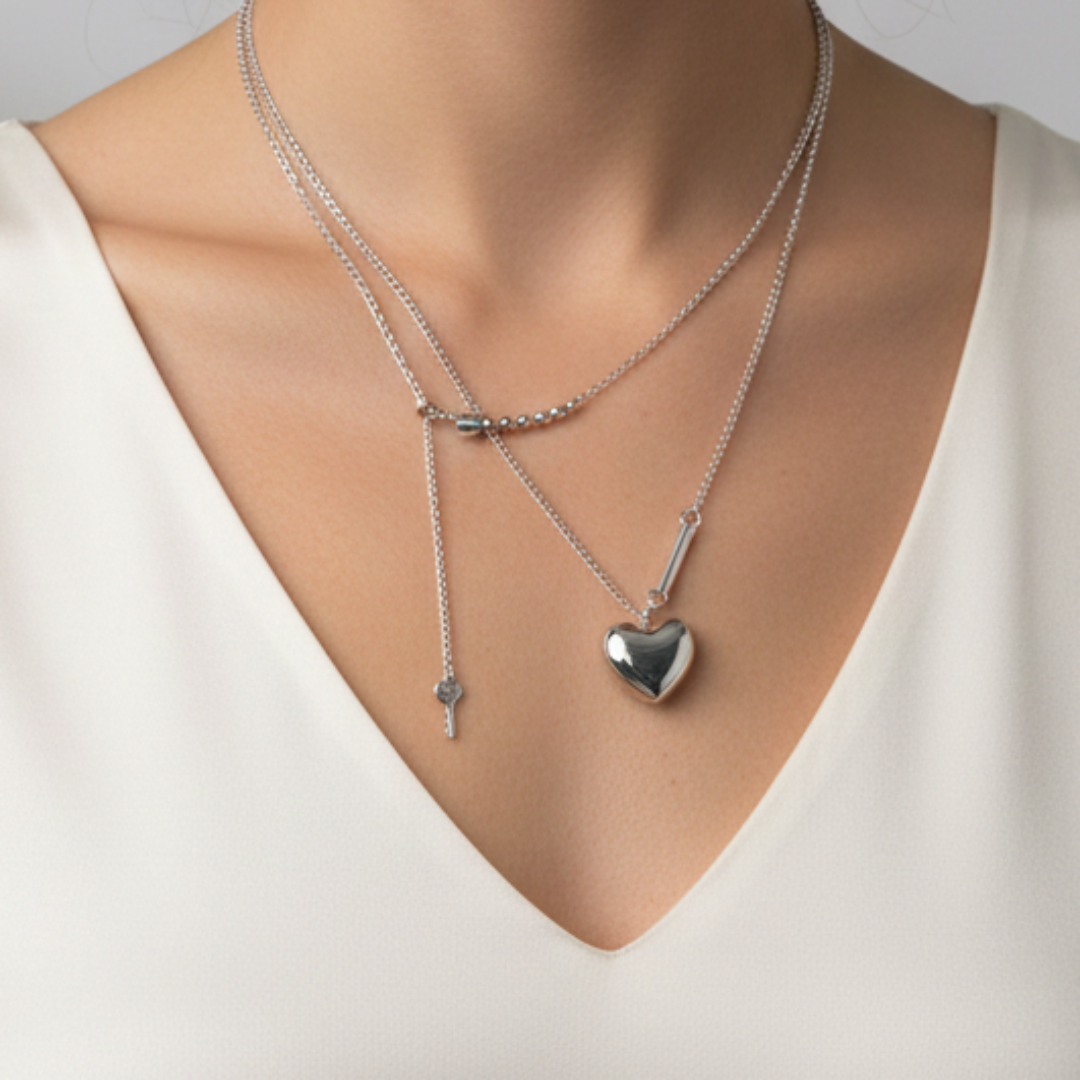 Gargantilla elegante con corazón brillo espejo para regalo especial