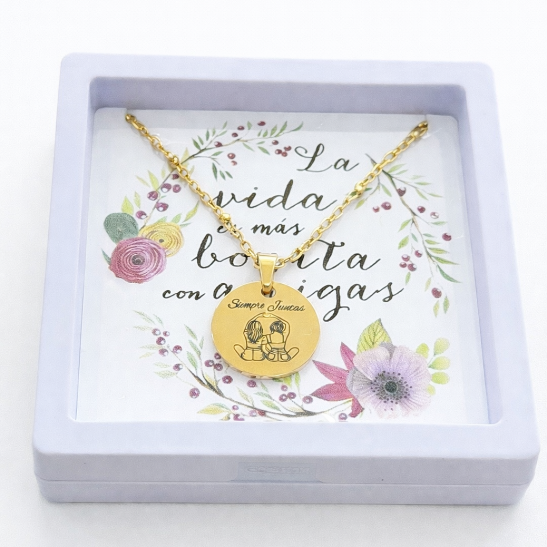 Collar personalizado Siempre Juntas – Medalla grabada