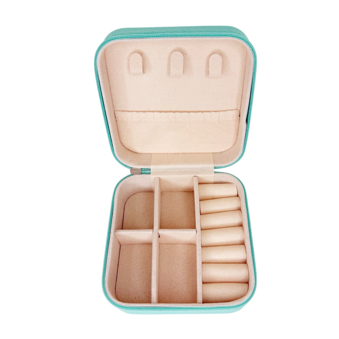 Joyero Personalizado con Nombre Irene – Verde agua y Letra en Glitter Rojo