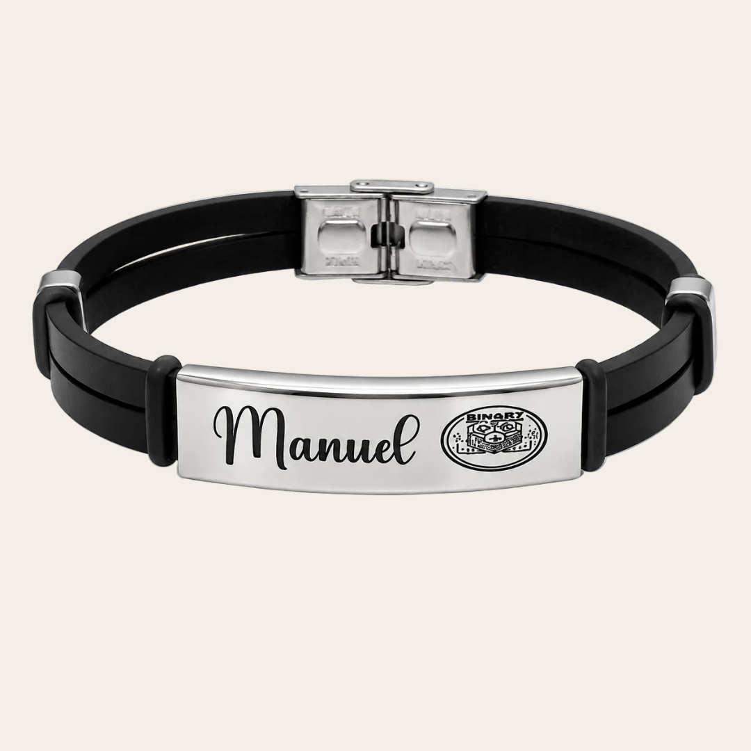 Pulsera Personalizada de Piel y Acero para Hombre
