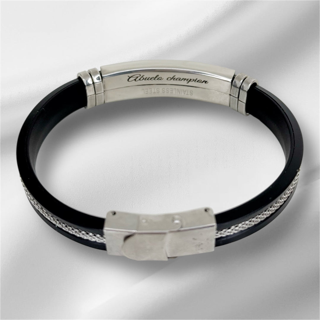 pulsera acero y caucho personalizada