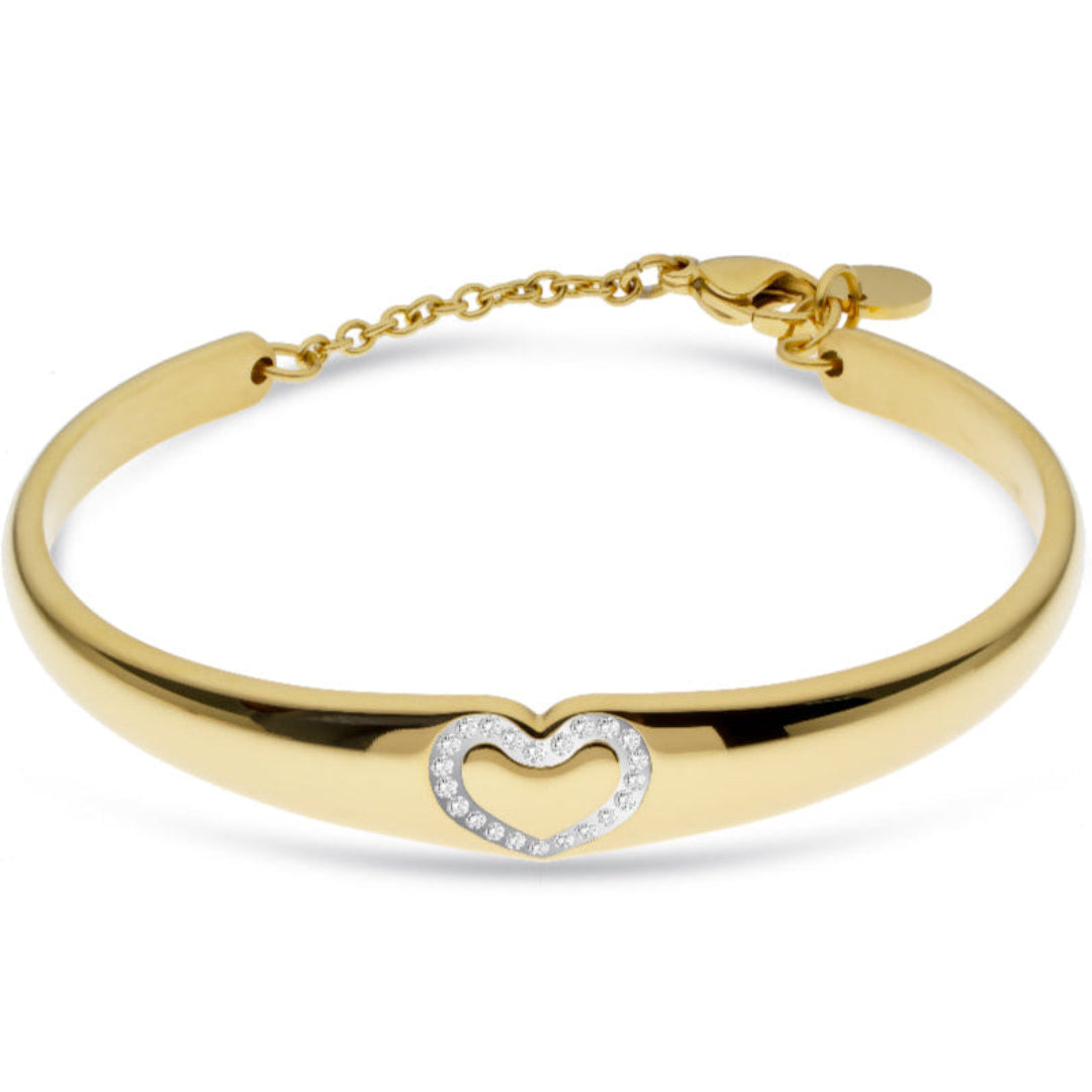 ✨ Pulsera Rígida Liu Jo Dorada con Corazón y Circonitas – Elegancia y Sofisticación ✨