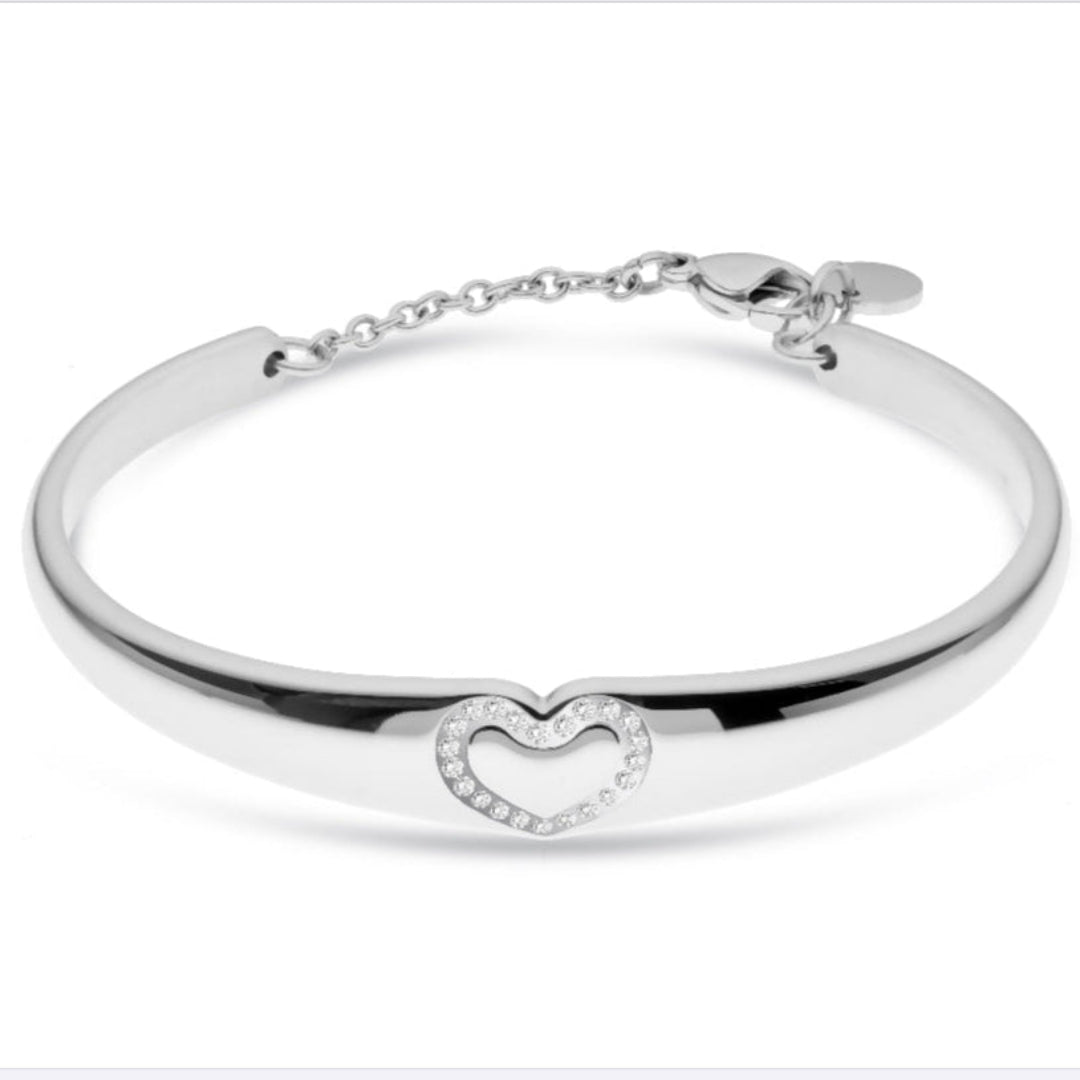 ✨ Pulsera Rígida Liu Jo Plateada con Corazón y Circonitas – Elegancia Atemporal ✨