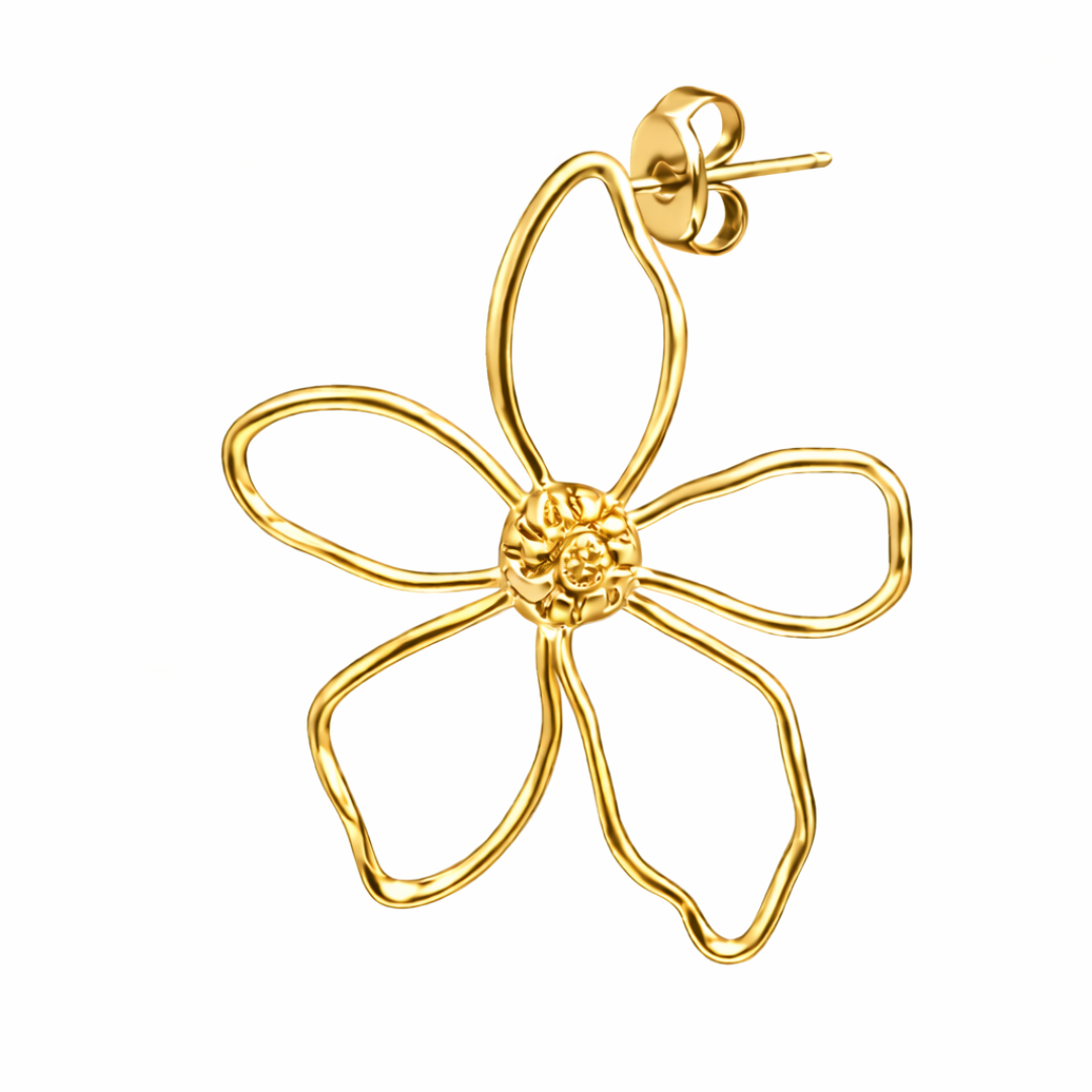 Pendientes Floral dorados PVD waterproof con detalle central
