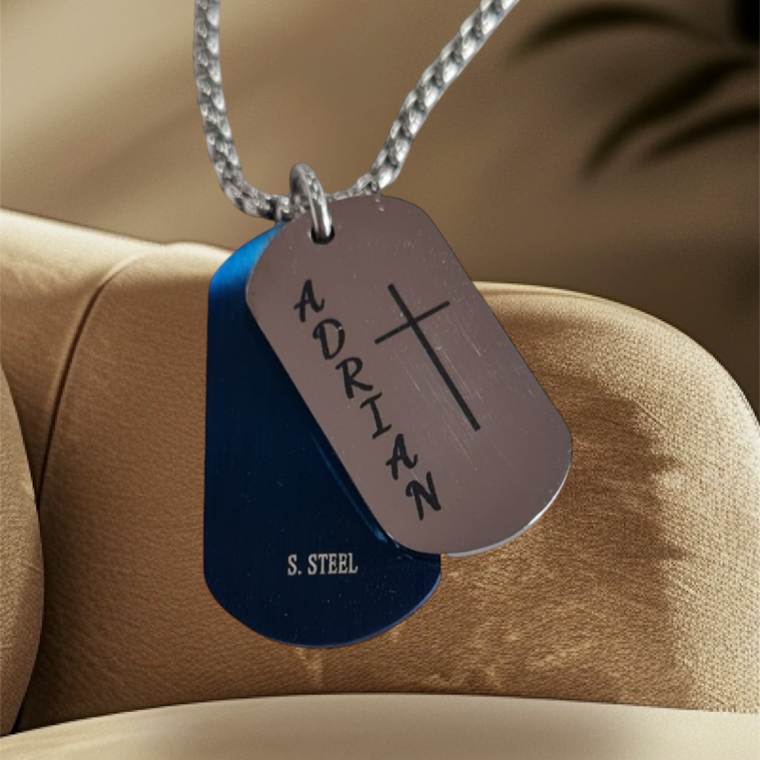 💖 Gargantilla de Acero Personalizada – Grabado Láser con Foto en forma de dibujo