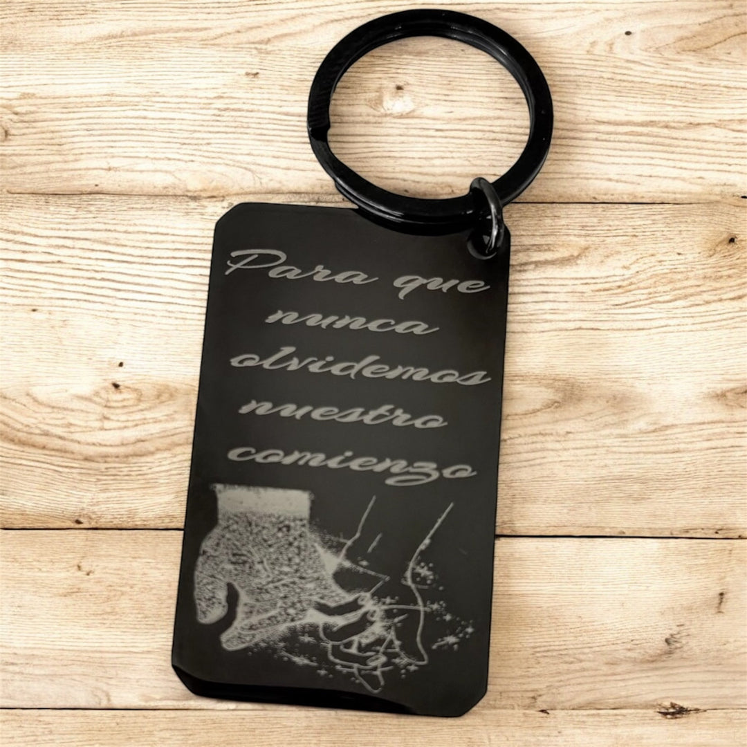 Llavero Personalizado con Fotograbado de Pareja – Regalo Romántico en Acero Inoxidable