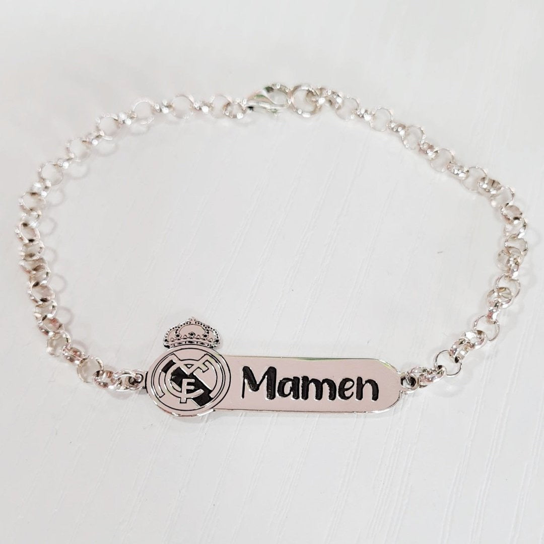 Pulsera de Plata con Escudo del Real Madrid y Nombre