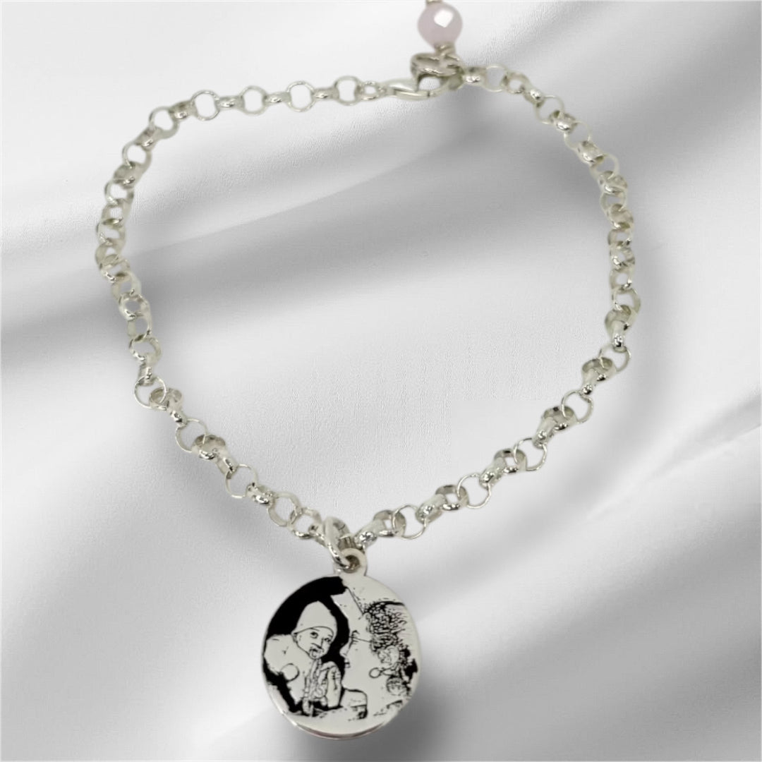 Pulsera de plata personalizada con foto – Joya grabada con láser