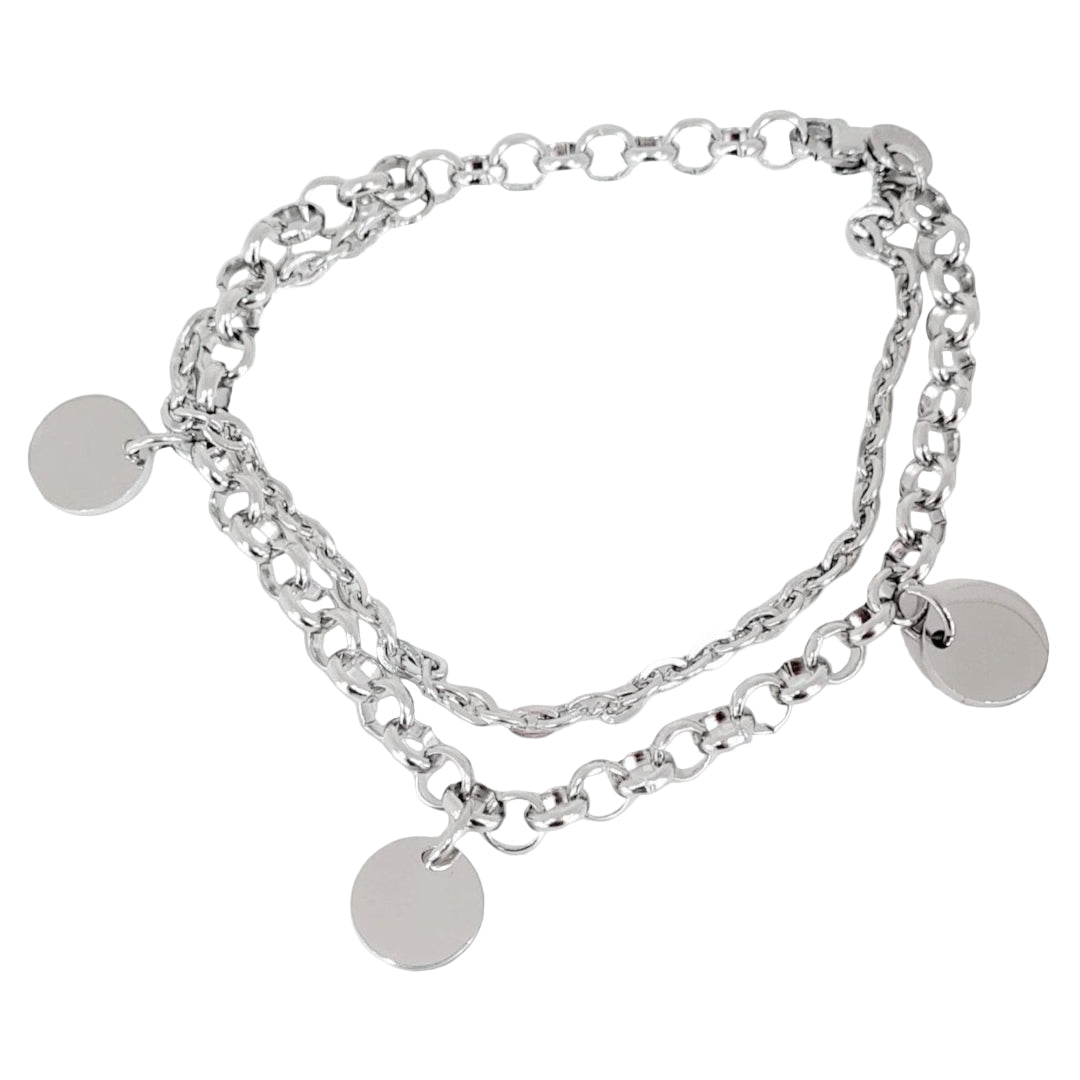 Pulsera Doble de Acero Inoxidable Personalizada con Chapitas Grabadas
