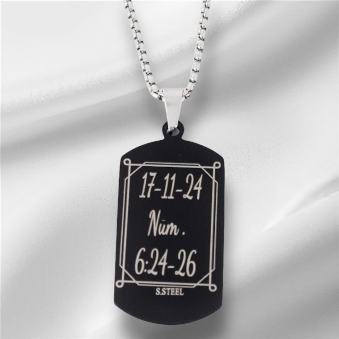 💖 Gargantilla con Placa Negra o Azul – Personalizada con Grabado Láser
