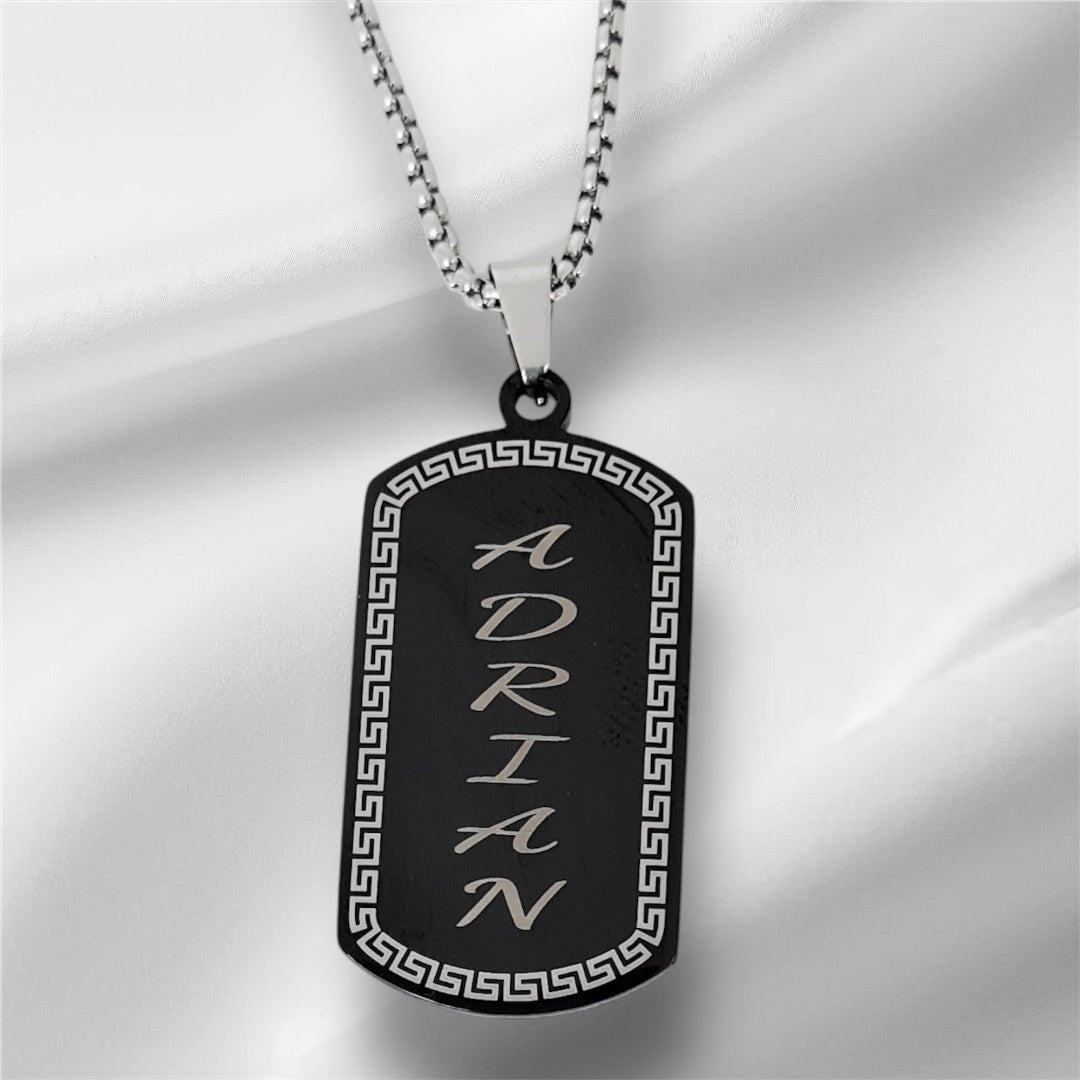 💖 Gargantilla con Placa Negra o Azul – Personalizada con Grabado Láser