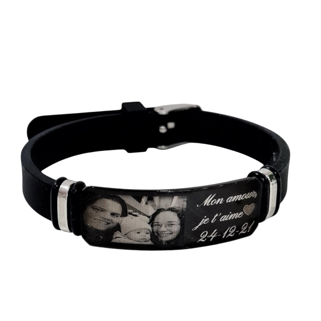 Pulsera personalizada con foto y grabado – Un regalo único para papá