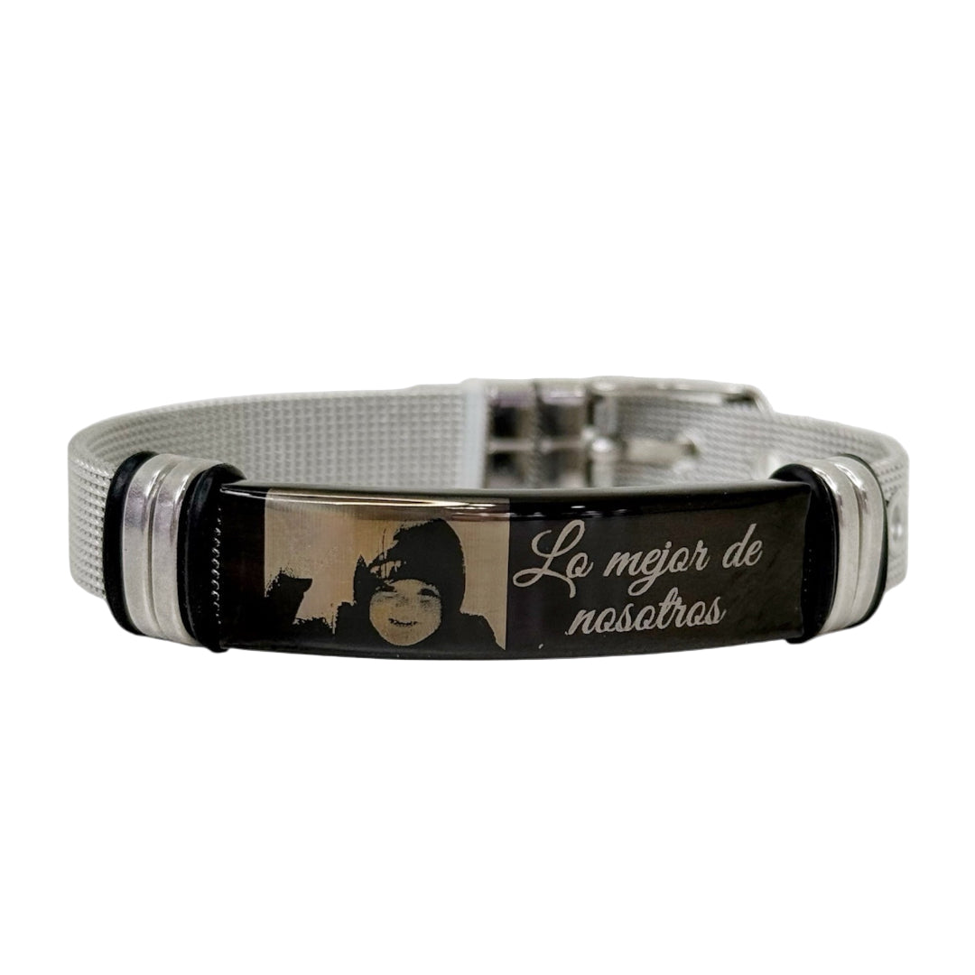Pulsera de acero inoxidable personalizada con foto y grabado láser
