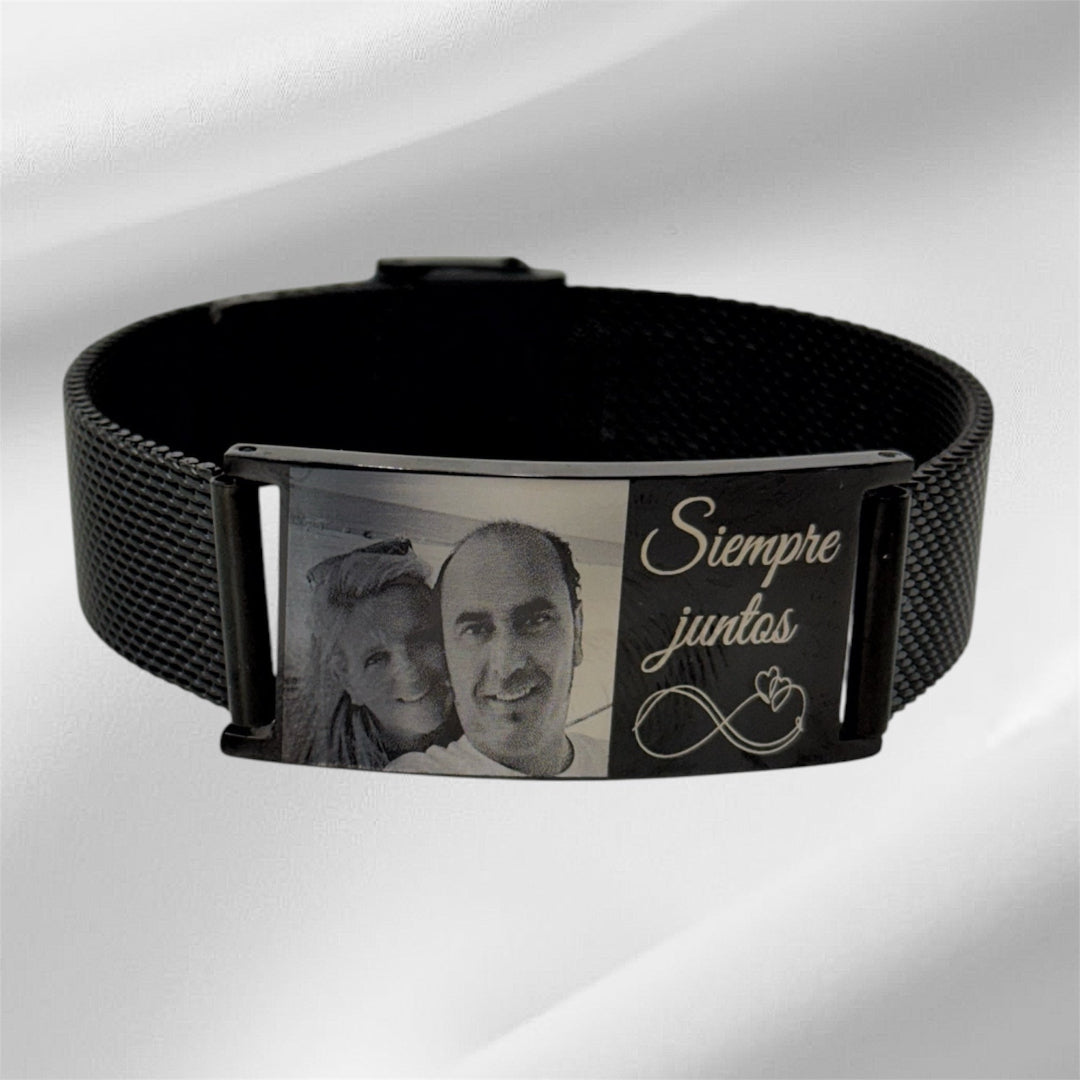Pulsera de Acero con Fotograbado Personalizado – Con Foto y Frase