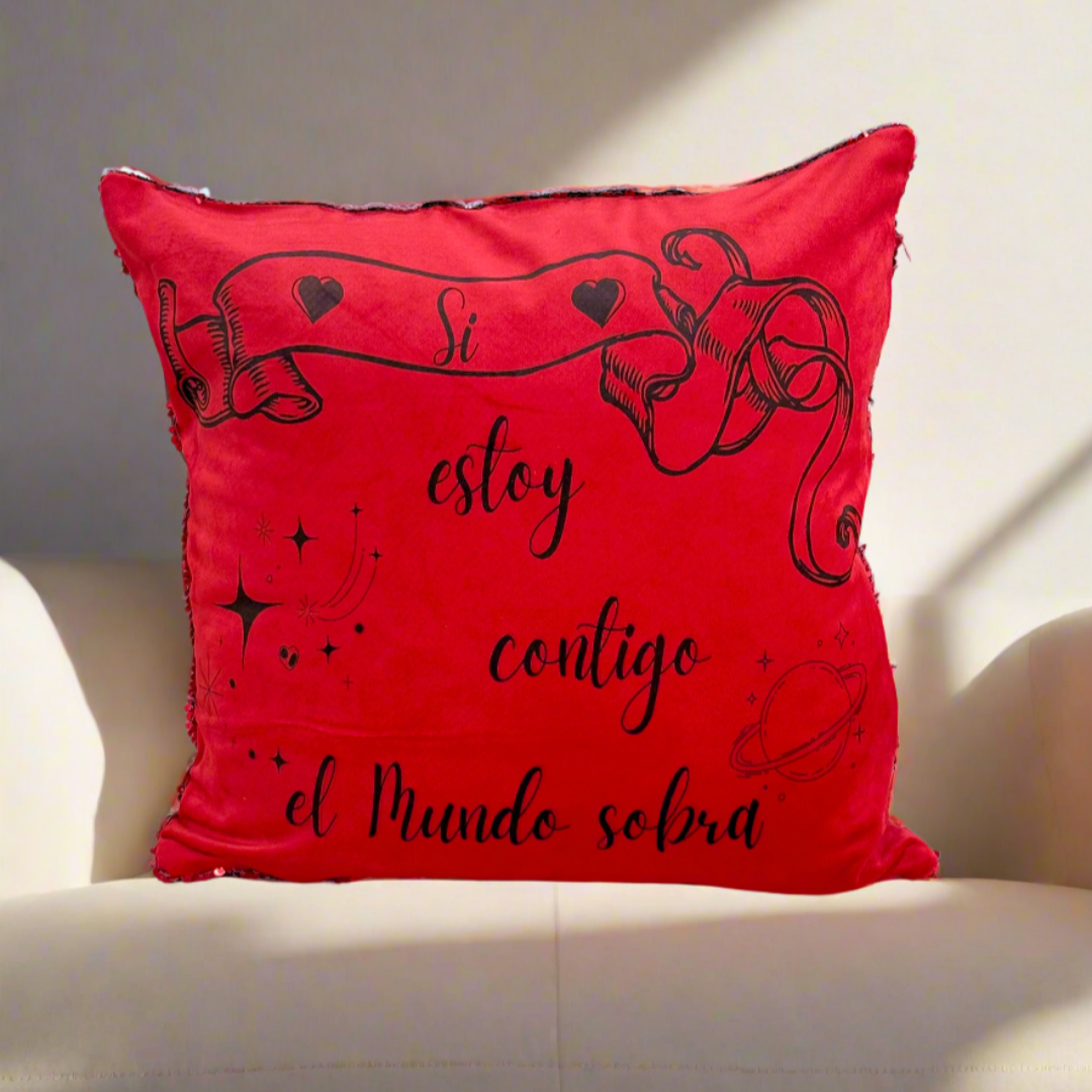 Cojín Personalizado de Lentejuelas con Foto y Texto – El Regalo Más Emotivo
