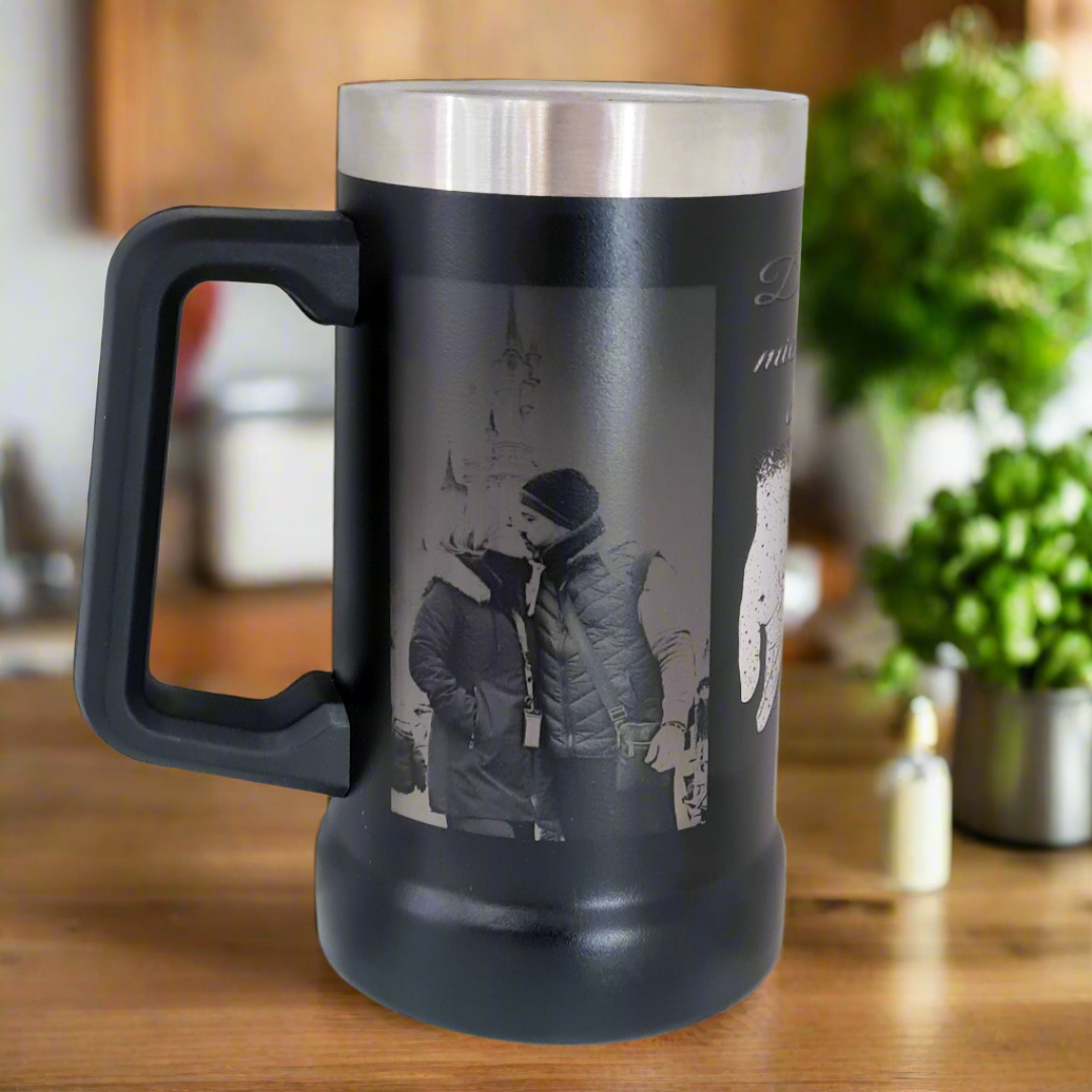 arra de cerveza personalizada con foto grabada en acero – regalo original Sfinge