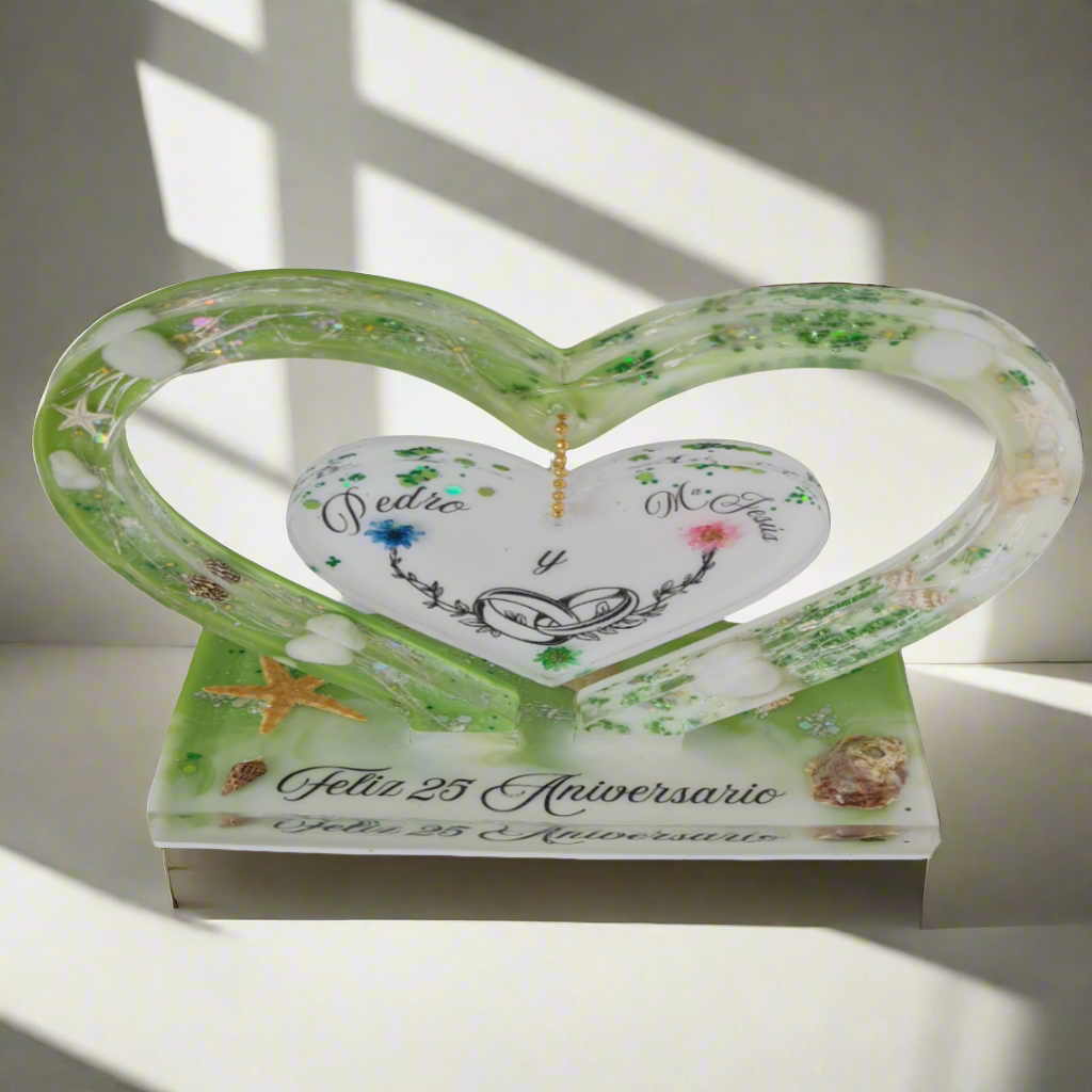 💖 Regalo Personalizado en Resina Epoxi – Artesanal, con Fotos y Luces LED