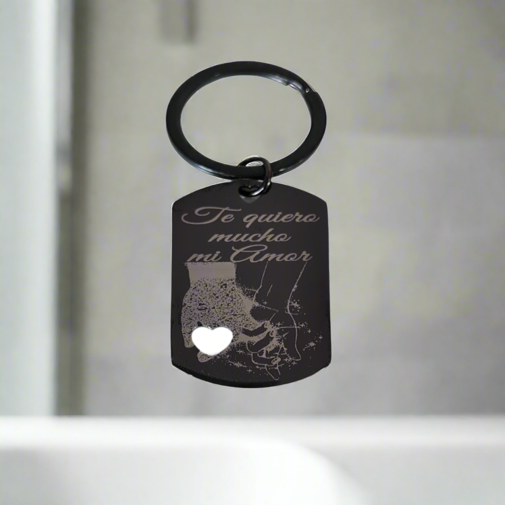 Llavero Personalizado con Foto y Texto | Grabado en Acero para Familia, Pareja o Amigos