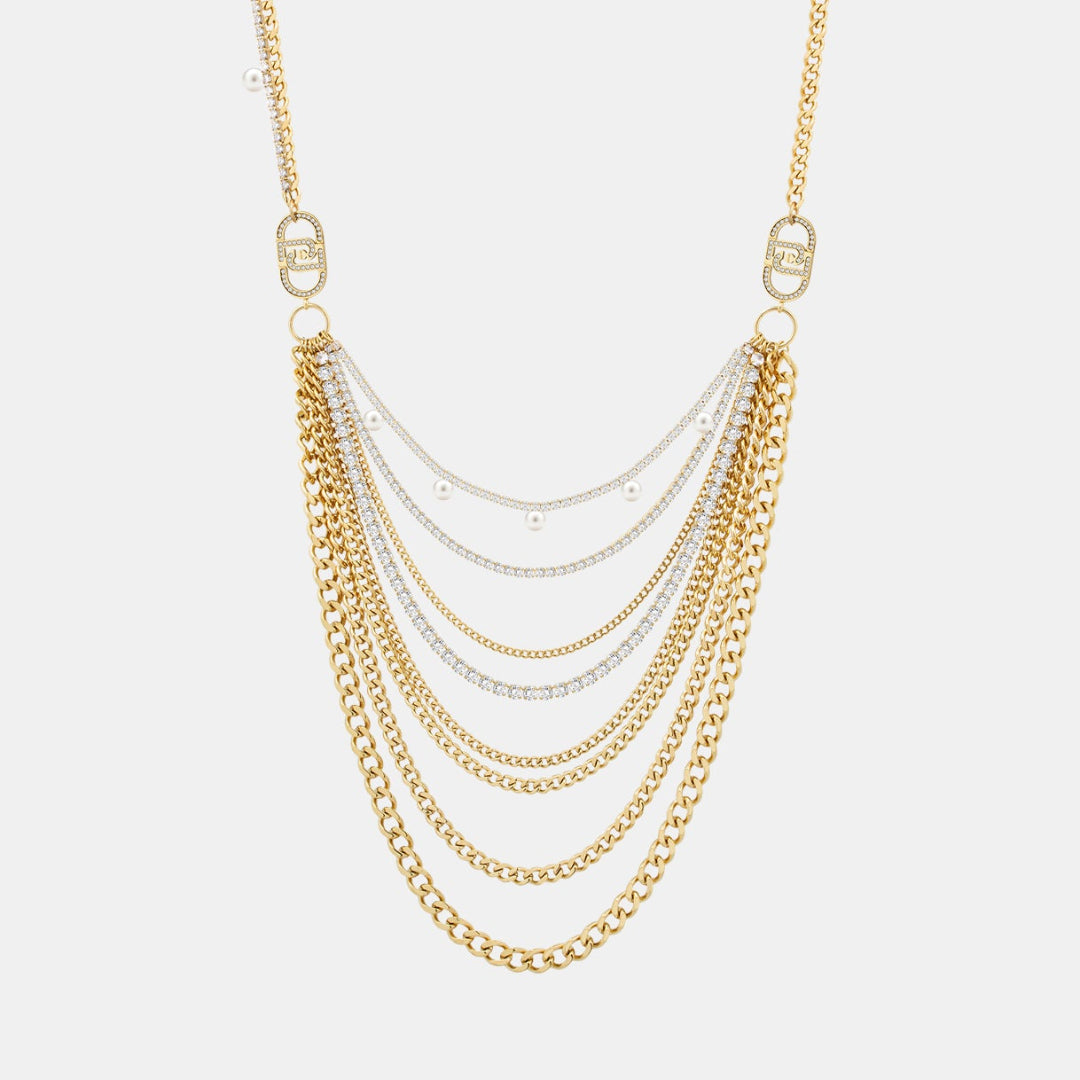 Collar largo múltiple Liu Jo con monograma y brillantitos
