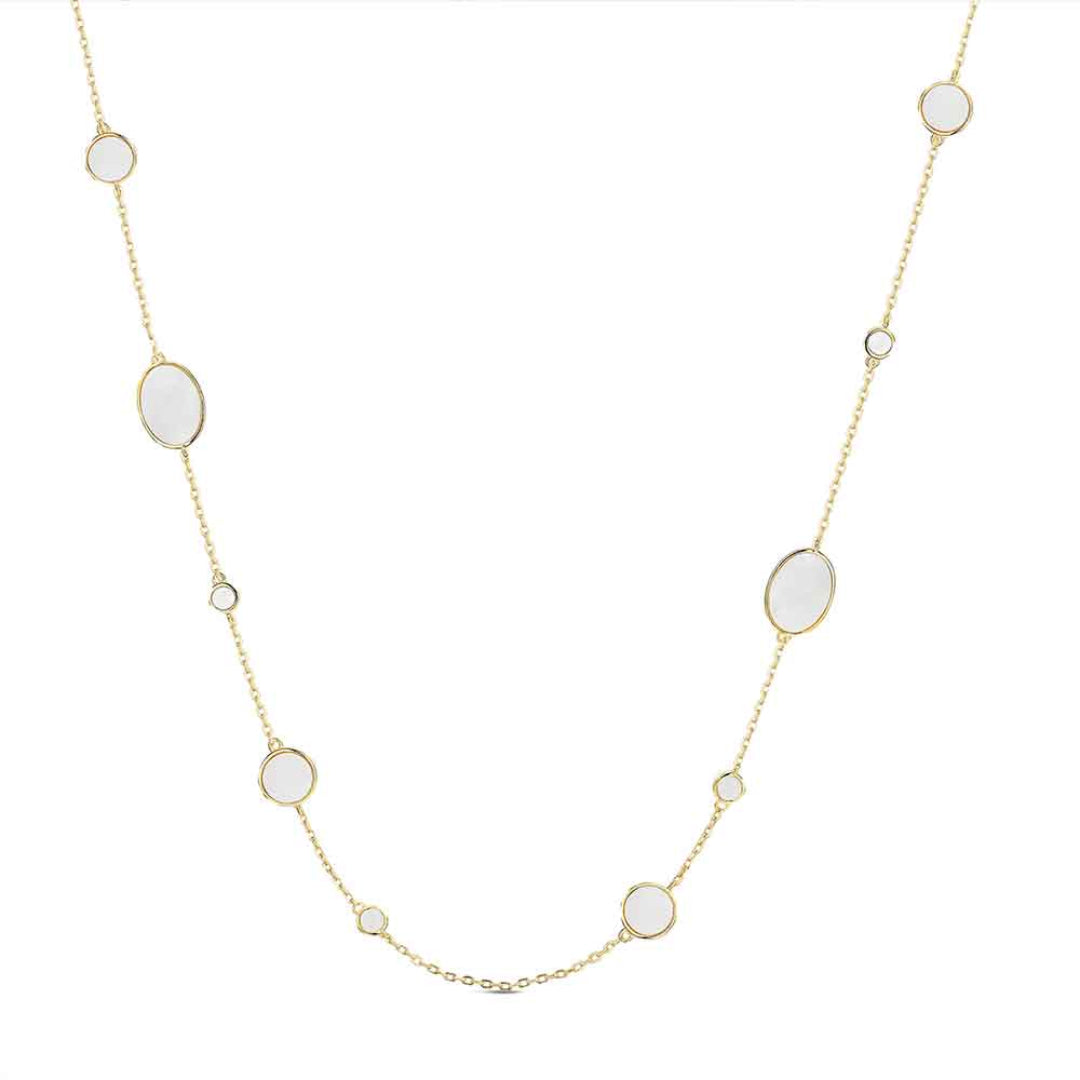 Collar de plata chapada con discos y óvalos de nácar – diseño elegante y luminoso – Sfinge