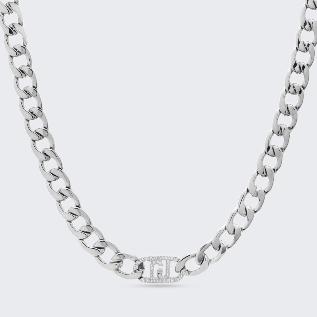collar de liu jo eslabones con logo en circonitas