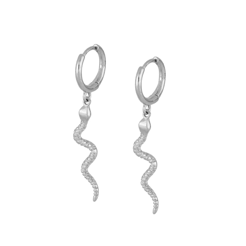 Pendientes de Aro con Colgante Serpiente en Plata y Oro 18k - Elegancia Audaz y Sofisticada