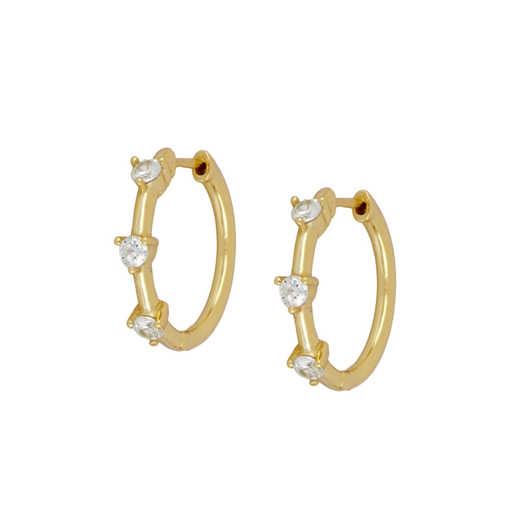 Pendientes de Aro con Circonitas en Plata con Baño de Oro