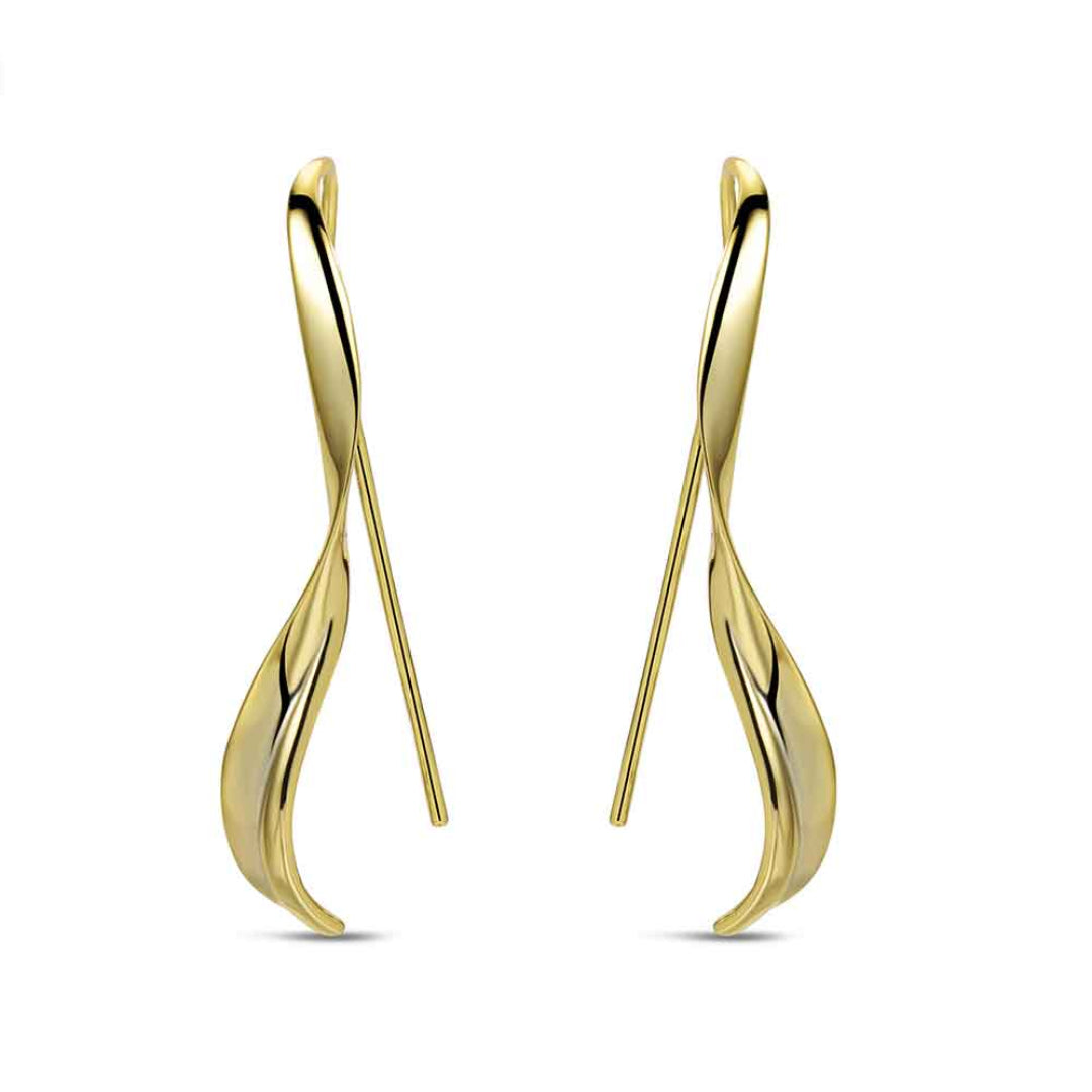 Pendientes de plata rodiada tipo cinta de 40 mm – diseño moderno y elegante – disponibles en plata o chapado en oro