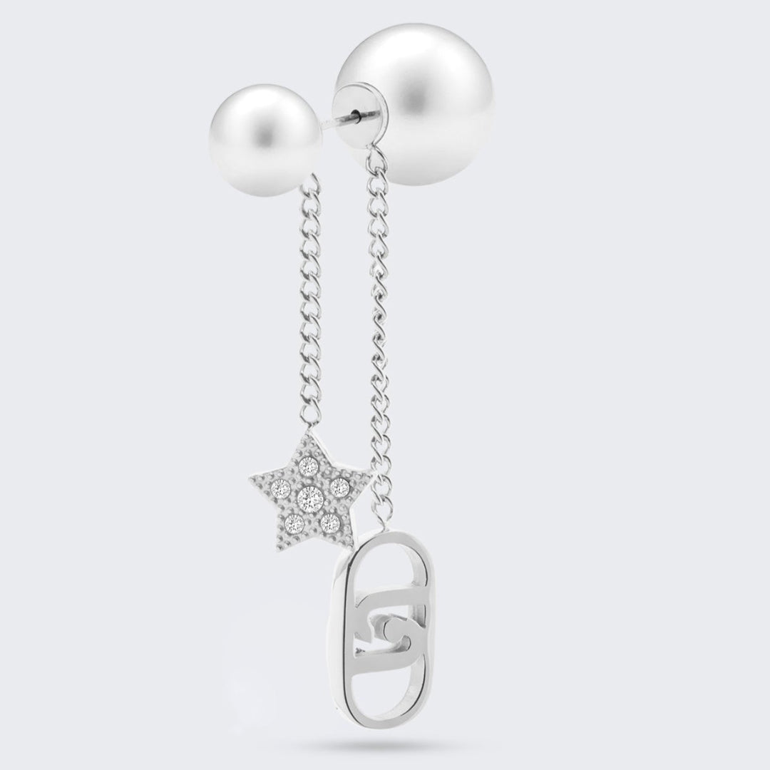 Pendientes largos con perla y brillantes | Acero inoxidable LiuJo