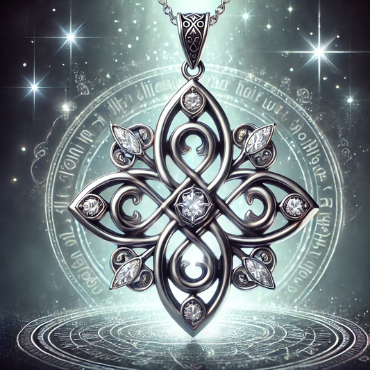 Símbolo del Nudo de Bruja, un amuleto de protección esotérico utilizado para repeler energías negativas y atraer seguridad espiritual. Disponible en plata en Sfinge Joyas