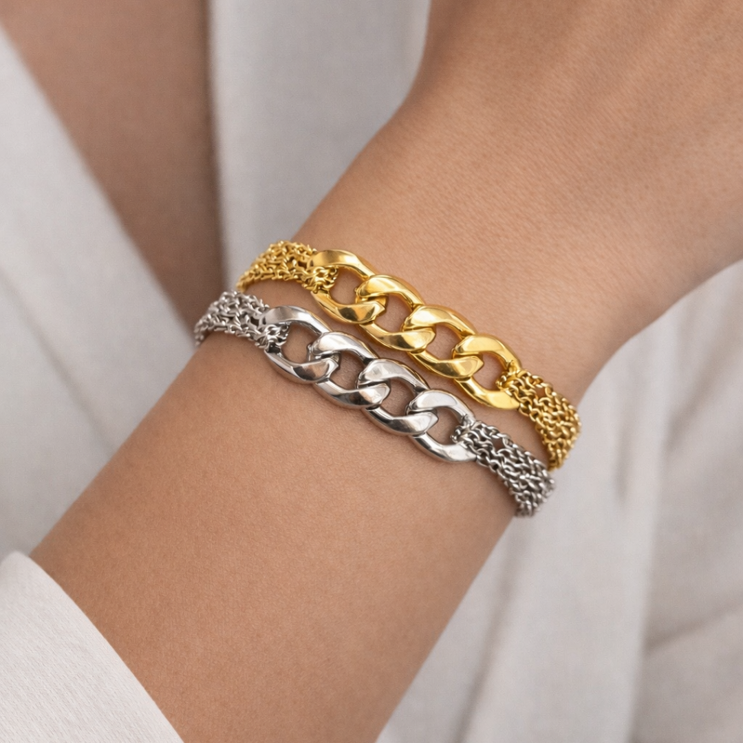 Pulsera de acero malaquita, suerte y protección