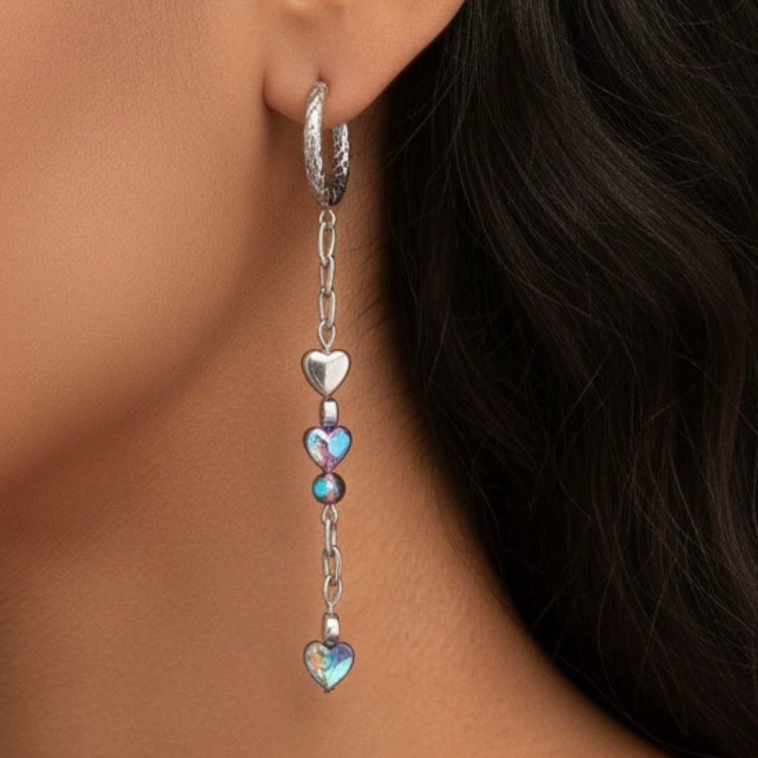 Pendientes corazones hematita