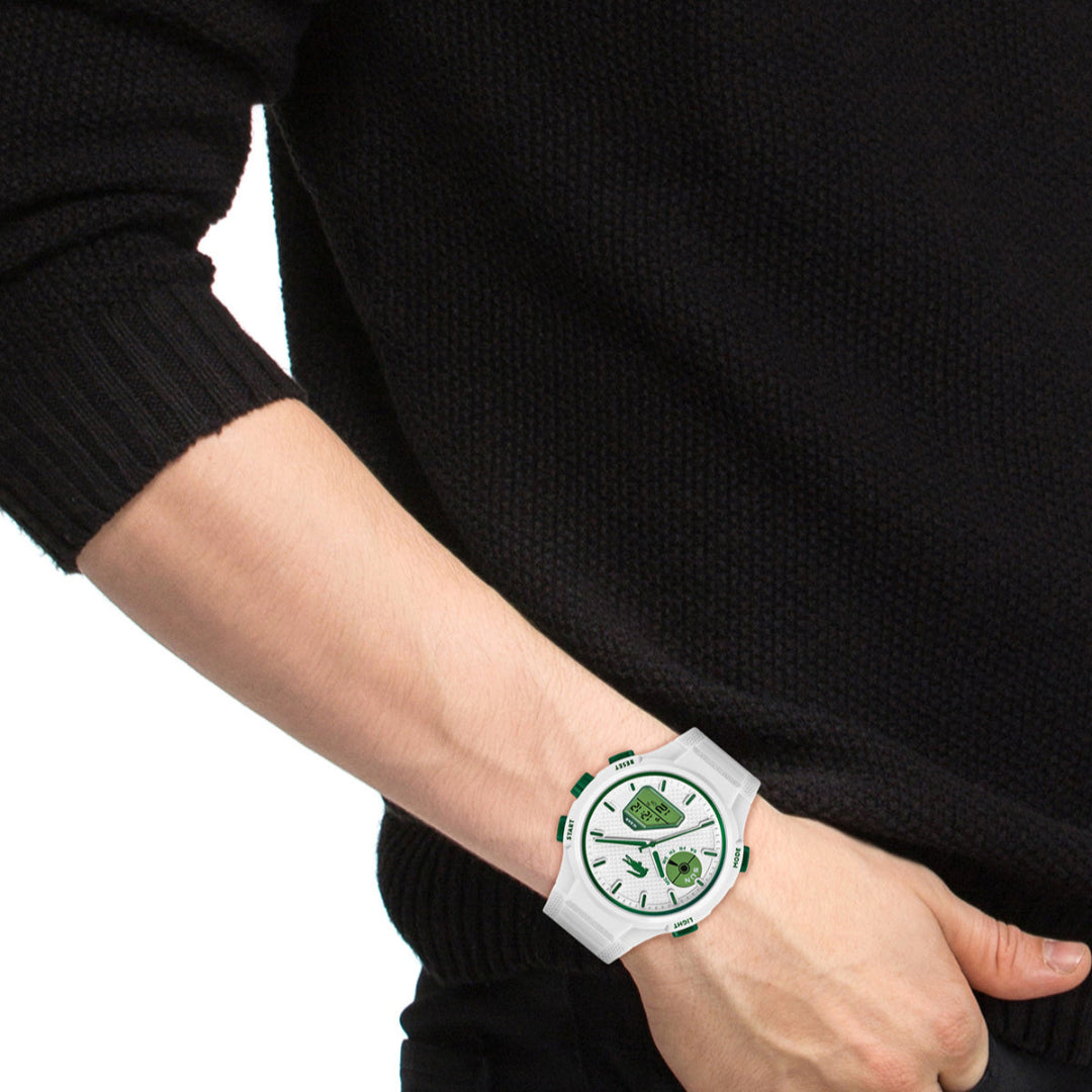 Reloj Lacoste .12.12 original con correa de silicona blanca de 42 mm – Sfinge Joyas