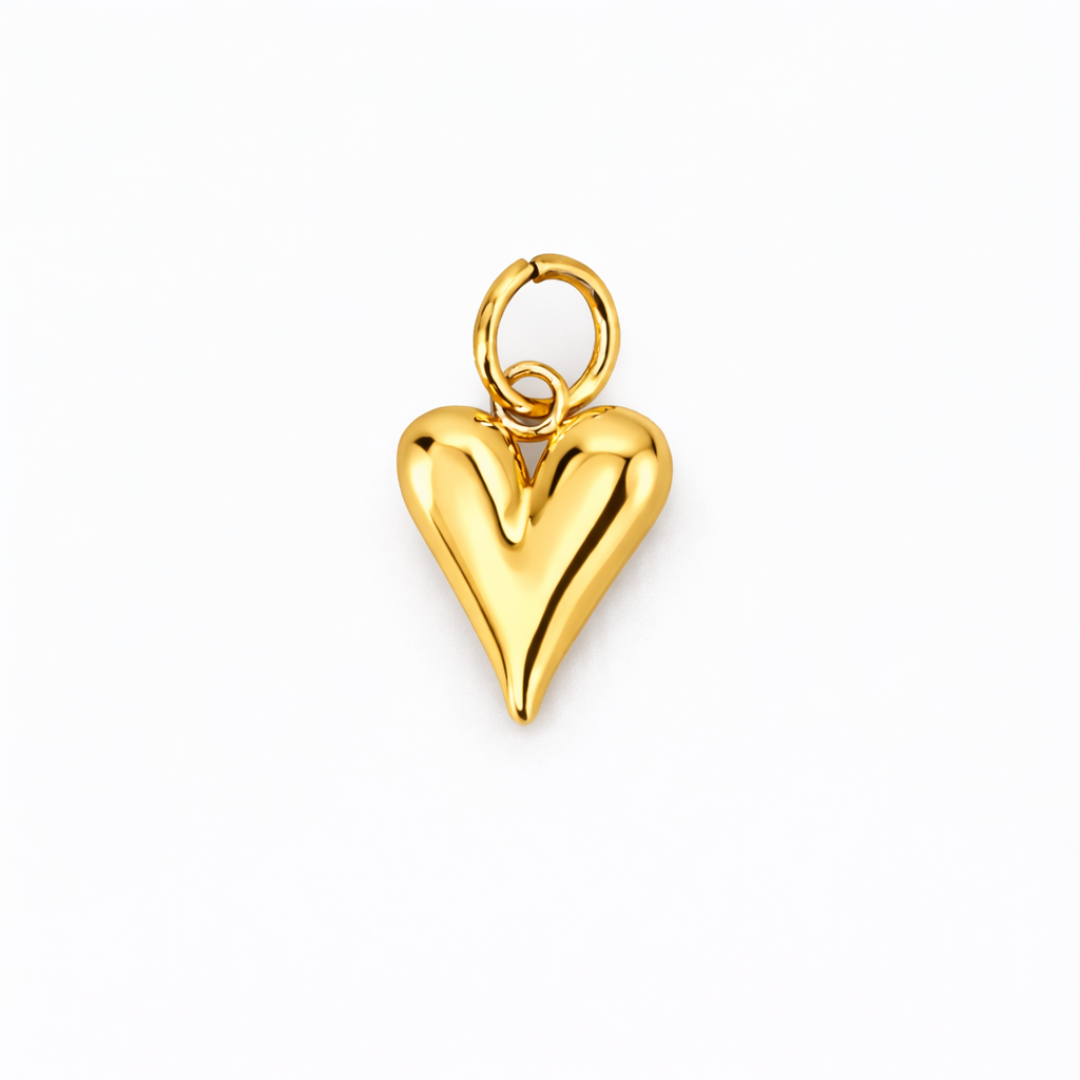 Charm Corazón Abombado Plateado o Dorado