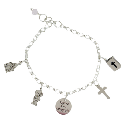 Pulsera de plata personalizada “Quiero a mi catequista” – Regalo especial para catequistas