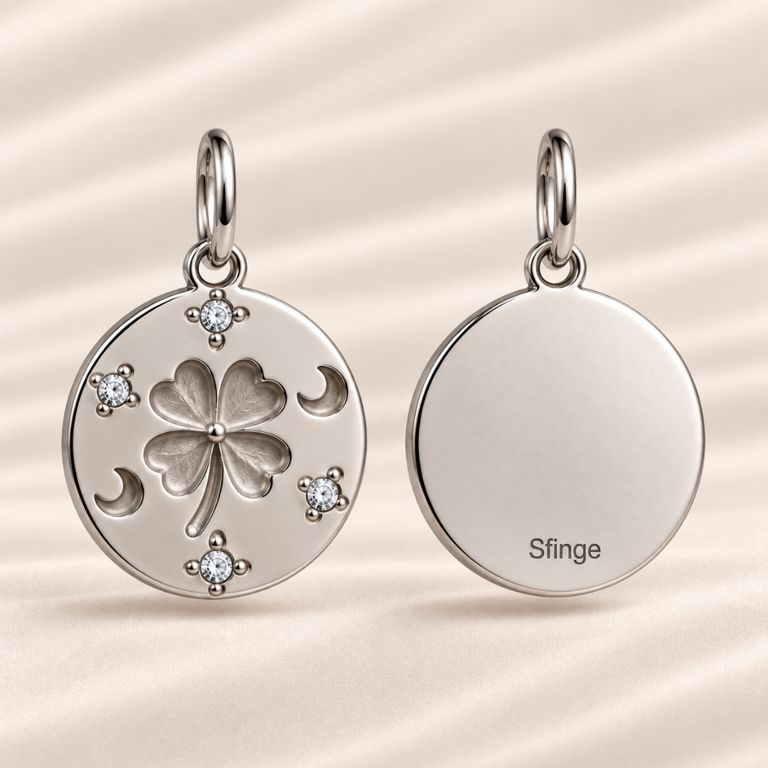 Parte trasera personalizable del Charm Fortuna plateado