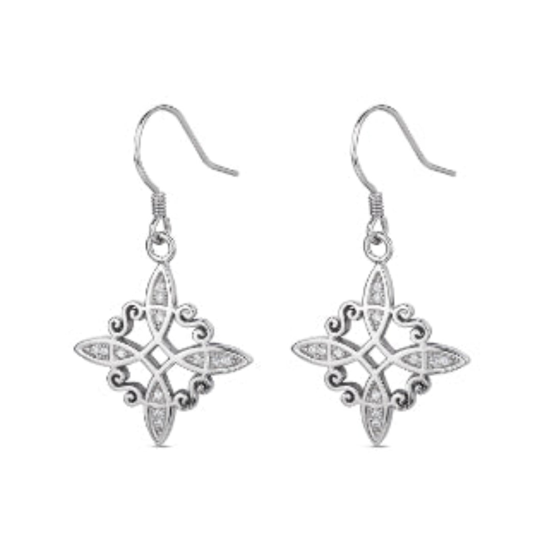 Pendientes nudo de bruja en plata con circonitas – Estilo y protección